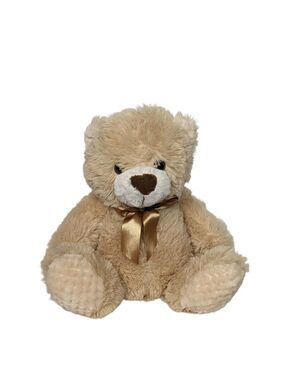 Best Made Toys Tan Teddy Bear Plush 11.5 Inch Gold Bow